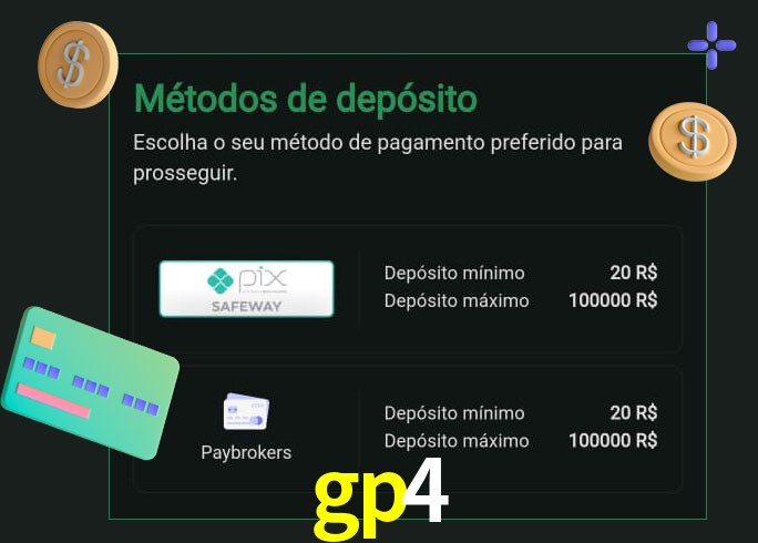 O cassino gp4 oferece uma grande variedade de métodos de pagamento
